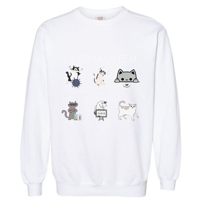 Funny Science Meme Cats In Stem Scientist Nerd Cat Lover Garment-Dyed Sweatshirt