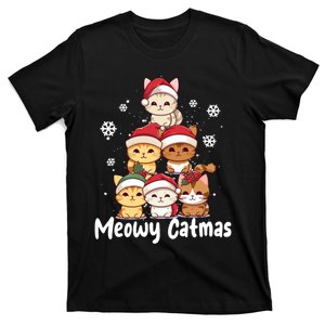 Funny Santa Meowy Catmas Cat Christmas Tree Xmas T-Shirt