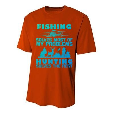 Fishing Solves Most Of My Problems Hunting The Rest Fishing Gift Performance Sprint T-Shirt