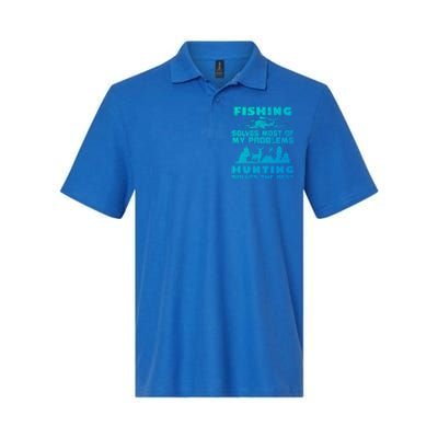 Fishing Solves Most Of My Problems Hunting The Rest Fishing Gift Softstyle Adult Sport Polo