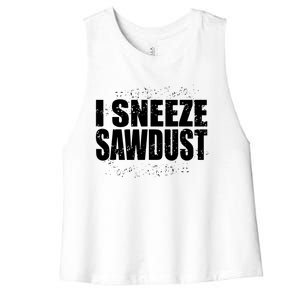 Funny Sawdust Men Woodworking Woodworkers Gift Women's Racerback Cropped Tank