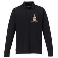 Funny Santa Meowy Catmas Cat Christmas Tree Xmas Performance Long Sleeve Polo