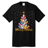 Funny Santa Meowy Catmas Cat Christmas Tree Xmas Tall T-Shirt