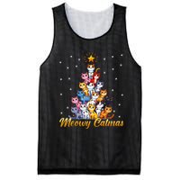 Funny Santa Meowy Catmas Cat Christmas Tree Xmas Mesh Reversible Basketball Jersey Tank