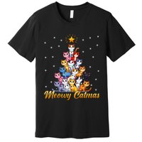 Funny Santa Meowy Catmas Cat Christmas Tree Xmas Premium T-Shirt