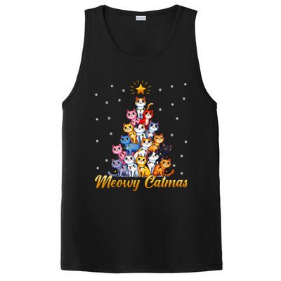 Funny Santa Meowy Catmas Cat Christmas Tree Xmas PosiCharge Competitor Tank