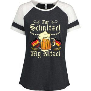 For Schnitzel My Nitzel Funny Oktoberfest Enza Ladies Jersey Colorblock Tee