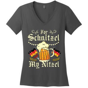 For Schnitzel My Nitzel Funny Oktoberfest Women's V-Neck T-Shirt