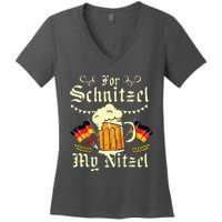 For Schnitzel My Nitzel Funny Oktoberfest Women's V-Neck T-Shirt