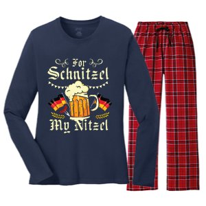 For Schnitzel My Nitzel Funny Oktoberfest Women's Long Sleeve Flannel Pajama Set 