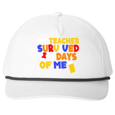 Funny Student Meaningful Gift My Teacher Survived 100 Days Of Me Cool Gift Snapback Five-Panel Rope Hat