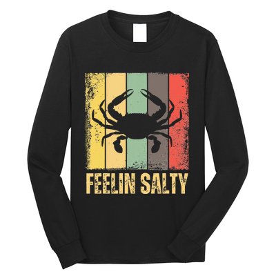 Feelin Salty Maryland Crab Retro Vintage Long Sleeve Shirt