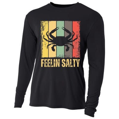 Feelin Salty Maryland Crab Retro Vintage Cooling Performance Long Sleeve Crew