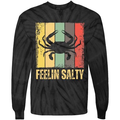 Feelin Salty Maryland Crab Retro Vintage Tie-Dye Long Sleeve Shirt