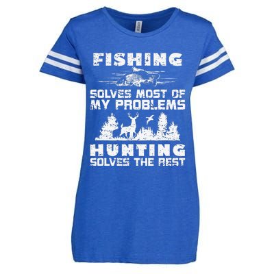 Fishing Solves Most Of My Problems Hunting The Rest Fishing Enza Ladies Jersey Football T-Shirt