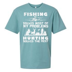 Fishing Solves Most Of My Problems Hunting The Rest Fishing Sueded Cloud Jersey T-Shirt