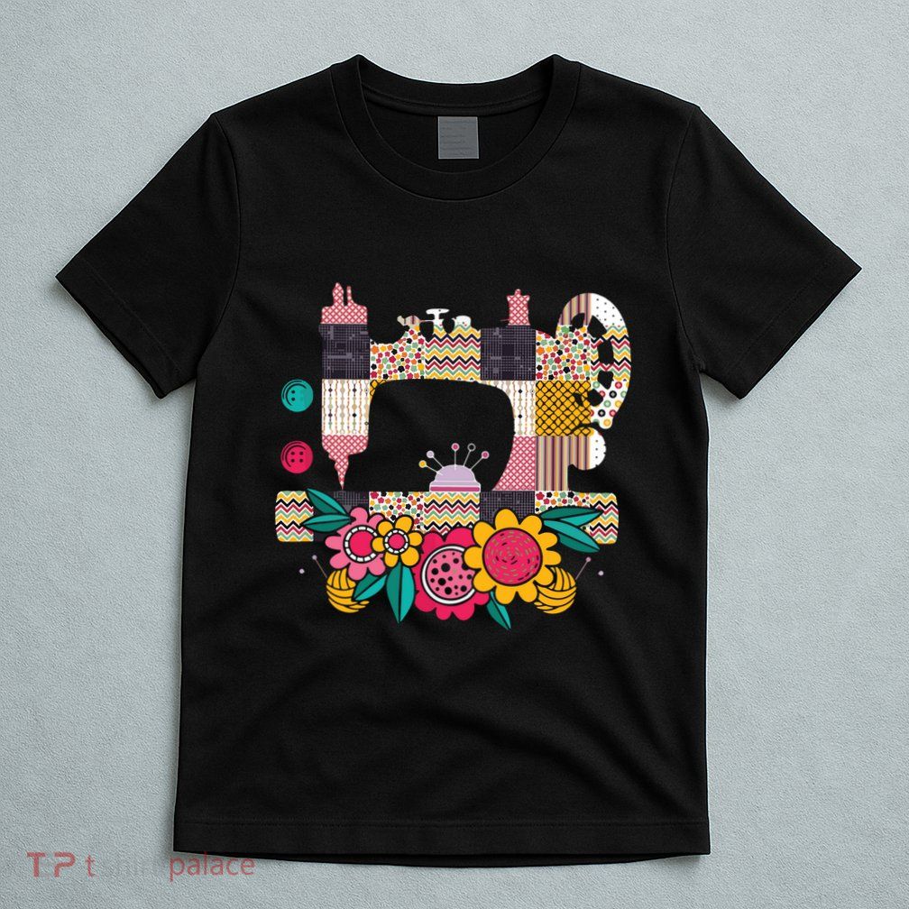 Floral Sewing Machine Flower Seamstress Sewing Machine T-Shirt