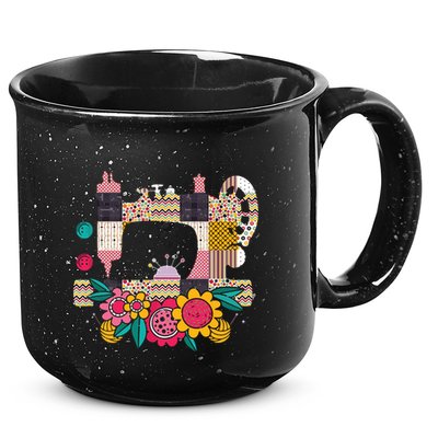Floral Sewing Machine Flower Seamstress Sewing Machine 15oz Campfire Ceramic Mug
