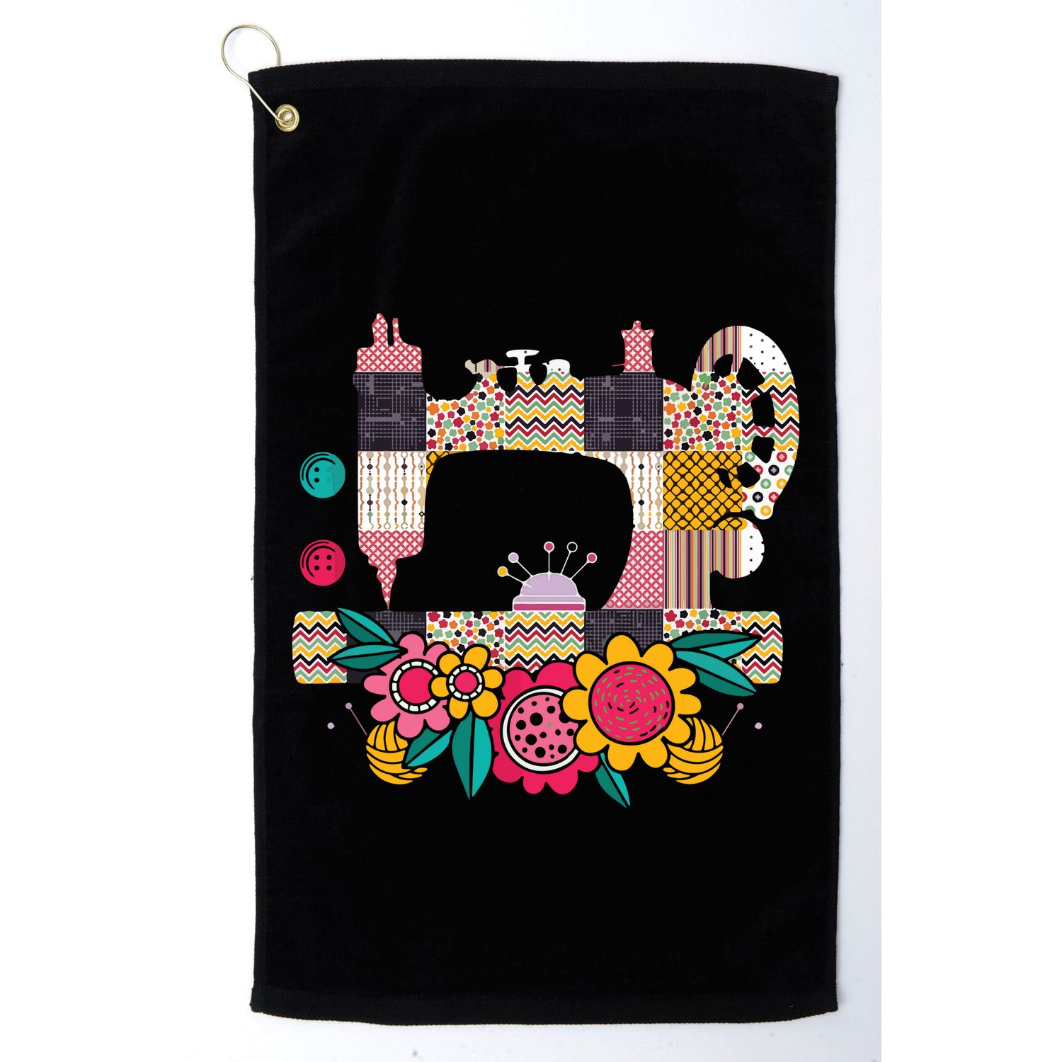 Floral Sewing Machine Flower Seamstress Sewing Machine Golf Towel