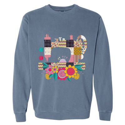Floral Sewing Machine Flower Seamstress Sewing Machine Garment-Dyed Sweatshirt