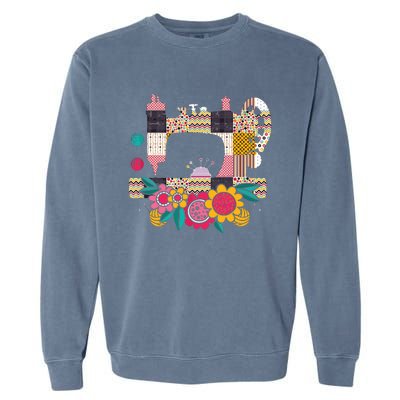 Floral Sewing Machine Flower Seamstress Sewing Machine Garment-Dyed Sweatshirt