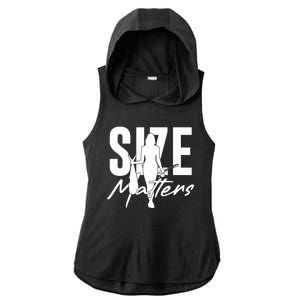 Funny Size Matters Sexy Woman Fisher Fisherman Ladies PosiCharge Tri-Blend Wicking Draft Hoodie Tank