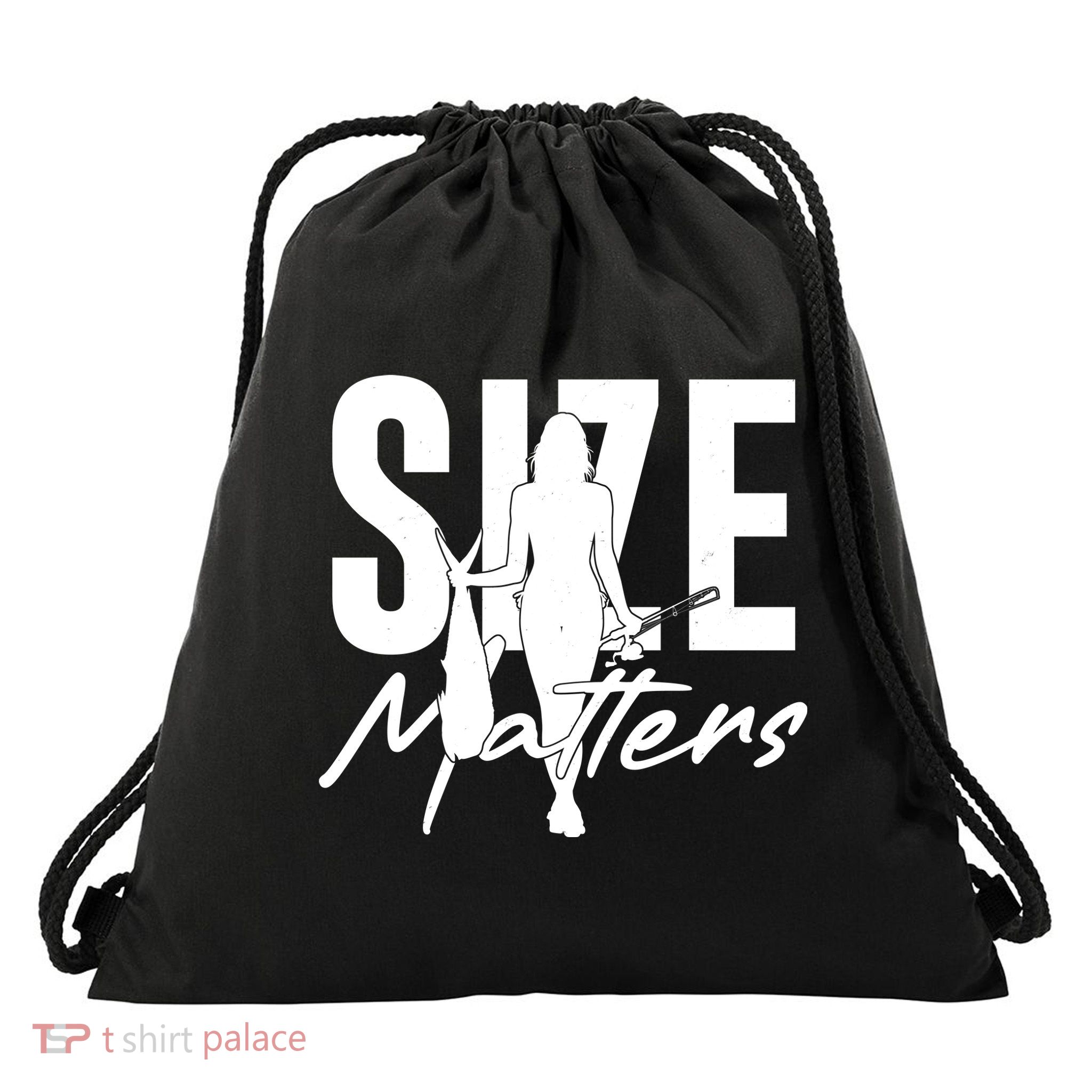 Funny Size Matters Sexy Woman Fisher Fisherman Drawstring Bag