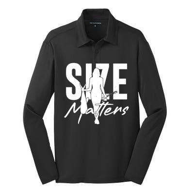 Funny Size Matters Sexy Woman Fisher Fisherman Silk Touch Performance Long Sleeve Polo