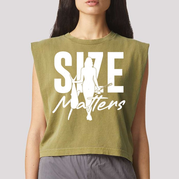 Funny Size Matters Sexy Woman Fisher Fisherman Garment-Dyed Women's Muscle Tee