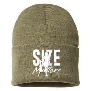 Funny Size Matters Sexy Woman Fisher Fisherman Sustainable Knit Beanie