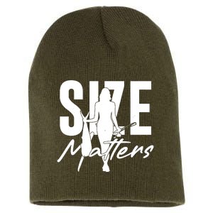 Funny Size Matters Sexy Woman Fisher Fisherman Short Acrylic Beanie