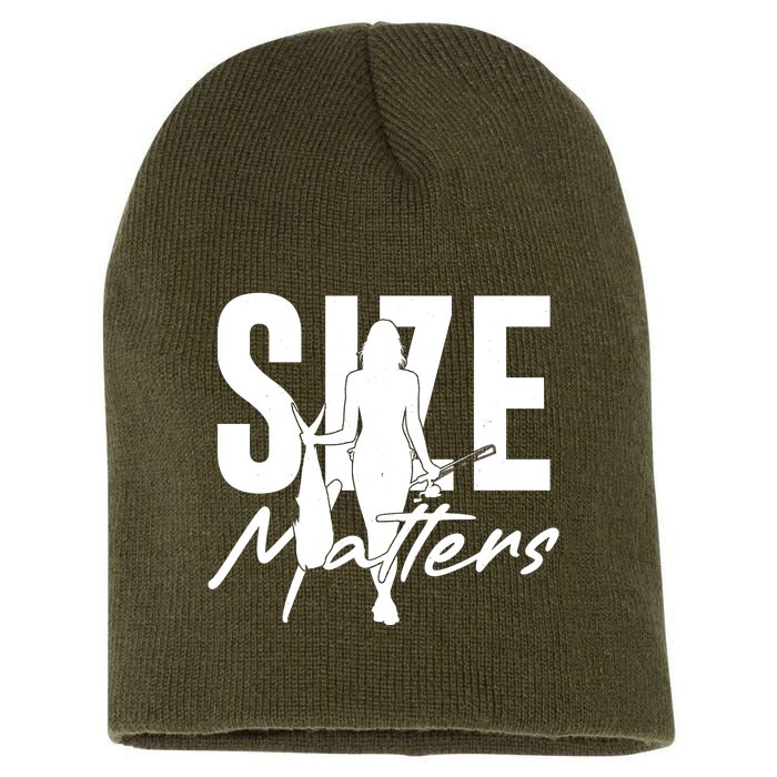 Funny Size Matters Sexy Woman Fisher Fisherman Short Acrylic Beanie