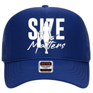 Funny Size Matters Sexy Woman Fisher Fisherman High Crown Mesh Back Trucker Hat