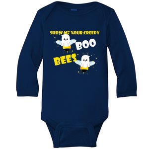 Funny Show Me Your Creepy Boo Bees Halloween Couples Costume Meaningful Gift Baby Long Sleeve Bodysuit