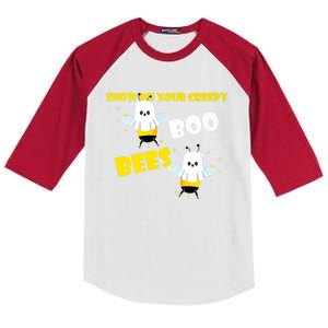 Funny Show Me Your Creepy Boo Bees Halloween Couples Costume Meaningful Gift Kids Colorblock Raglan Jersey