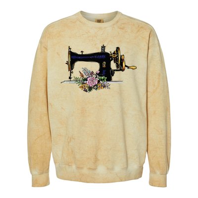 Flower Sewing Machine Funny Quilting Lover Gift Colorblast Crewneck Sweatshirt