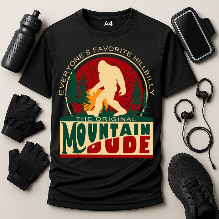 Funny Sasquatch Mountain Dude EveryoneS Favorite Hillbilly Cooling Performance Crew T-Shirt