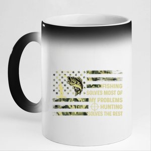 Fishing Solves Most Of My Problems Hunting Solves The Rest Cute Gift 11oz Black Color Changing Mug