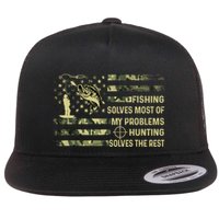 Fishing Solves Most Of My Problems Hunting Solves The Rest Cute Gift Flat Bill Trucker Hat