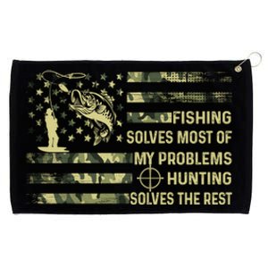 Fishing Solves Most Of My Problems Hunting Solves The Rest Cute Gift Grommeted Golf Towel