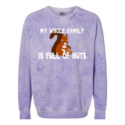 Funny Squirrel My Family Is Full Of Nuts Gift Colorblast Crewneck Sweatshirt