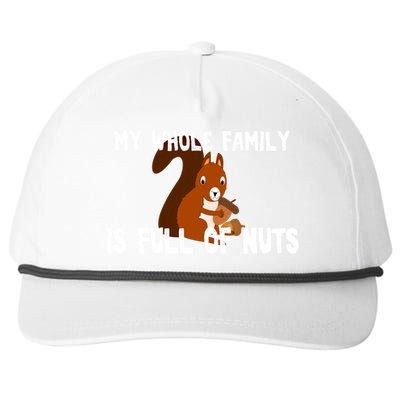 Funny Squirrel My Family Is Full Of Nuts Gift Snapback Five-Panel Rope Hat