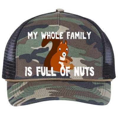 Funny Squirrel My Family Is Full Of Nuts Gift Retro Rope Trucker Hat Cap