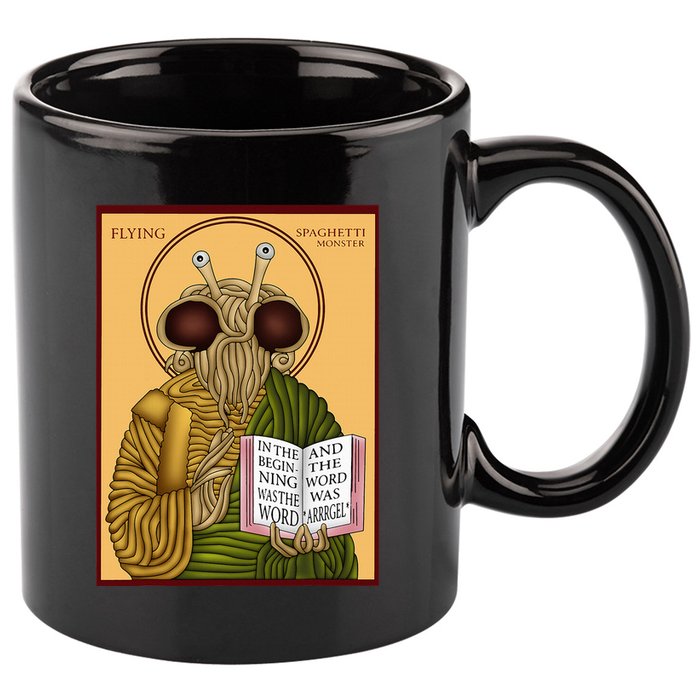 Flying Spaghetti Monster Fsm Pastafarian 11oz C Handle Ceramic Mug