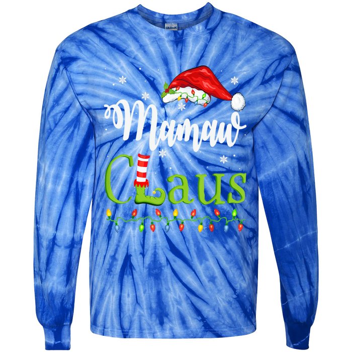 Funny Santa Mamaw Claus Christmas Matching Family Meaningful Gift Tie-Dye Long Sleeve Shirt