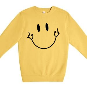 Funny Smiley Middle Finger Smile Face Premium Crewneck Sweatshirt