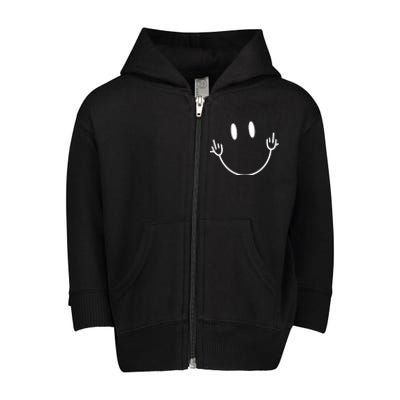 Funny Smiley Middle Finger Smile Face Toddler Zip Fleece Hoodie