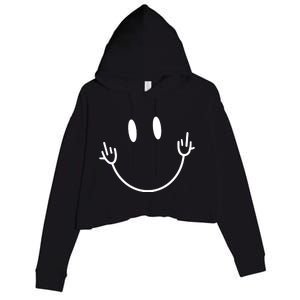 Funny Smiley Middle Finger Smile Face Crop Fleece Hoodie