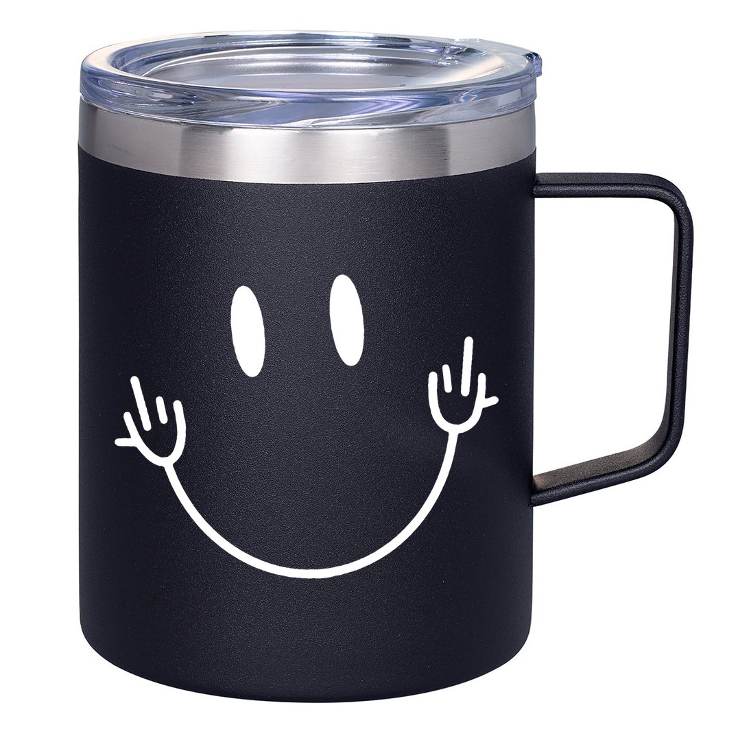 Funny Smiley Middle Finger Smile Face 12oz Stainless Steel Coffee Mug