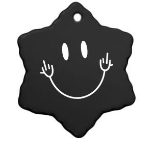 Funny Smiley Middle Finger Smile Face Ceramic Star Ornament